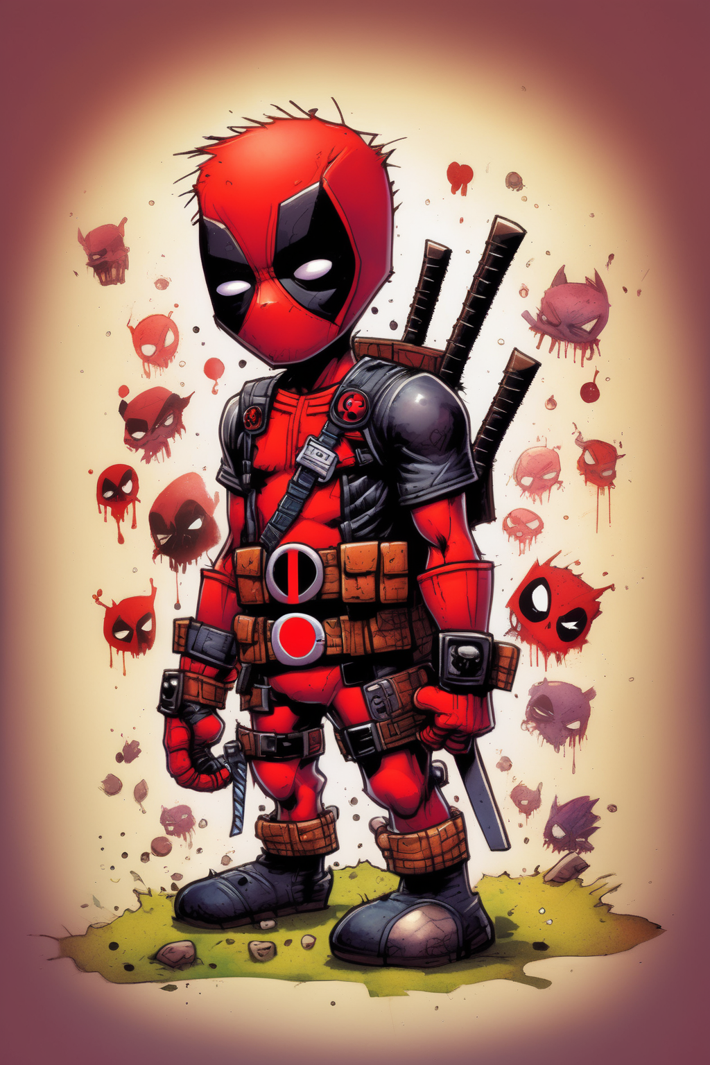 <lora:Skottie Young Style:1>Skottie Young Style - Skottie Young style illustration of Deadpool