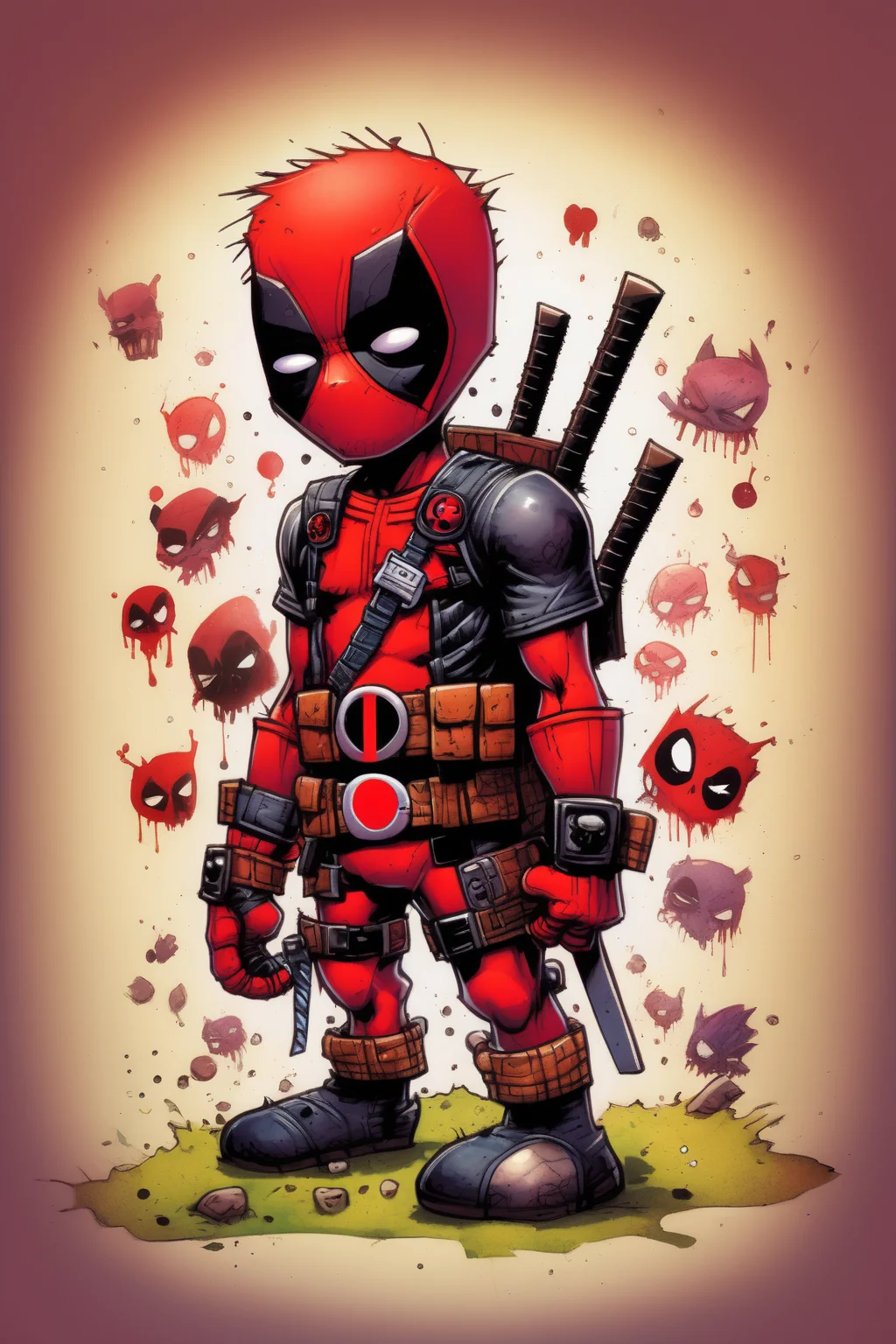 <lora:Skottie Young Style:1>Skottie Young Style - Skottie Young style illustration of Deadpool