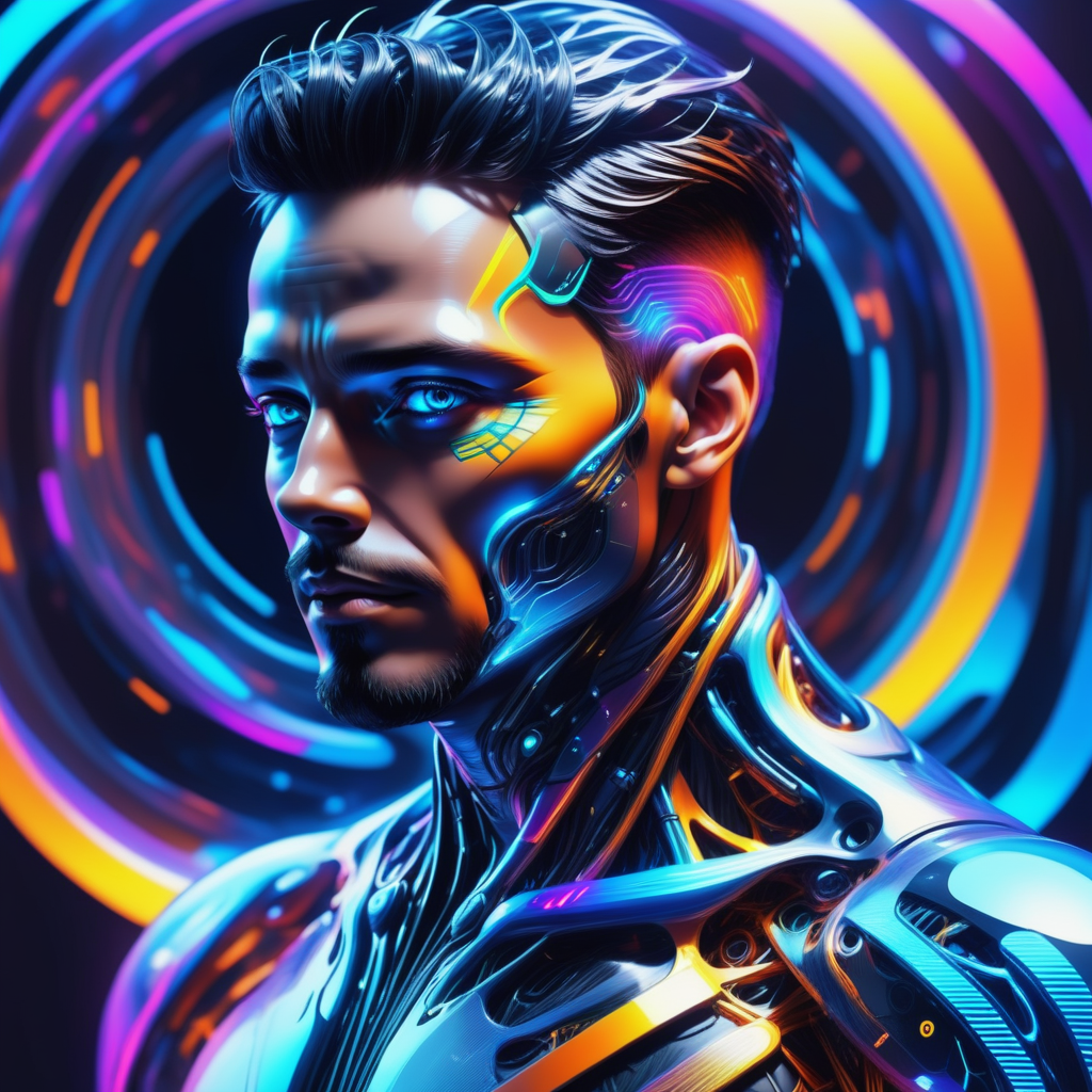 a man, Jed-CyFut , full of details , positive emotional    <lora:CyberFuturisticStyle:0.7>  <lora:SDXLFaeTastic2400:0.5>