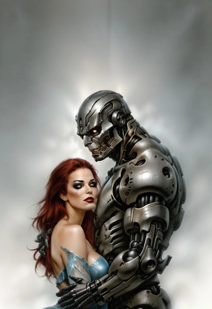 score_9, score_8_up, score_7_up, score_6_up, semi-realistic, (1girl), (1boy).
MonsterLove, male robot, Chrome robot.
blondie girl with sexy makeup.
Hug.