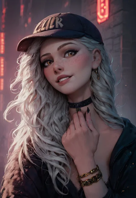 score_9, score_8_up, score_7_up, score_6_up, score_5_up, score_4_up, rating_explicit, 1girl, mischievous, Flora Heloise Daisy, fit woman, rabbit ears, rabbit tail, rabbit feet, 29 year old, face focus, blush, platinum blonde hair, beautiful face, bangs, ((Luscious hair, flowing hair, soft hair, full hair):1.2), black chocker, yellow eyes, toned, slender, perfect big saggy breasts, freckles, nice butt, wide hips, thick thighs, ((detailed fluffy fur, realistic fur, soft fur, fluffy fur, realistic lighting, natural lighting, soft lighting, subsurface scattering,):1.3), beautiful, (hazel eyes), detailed face, realistic face, make up, black lipstick,long nails, black nails, black eyes, sm eyeshadow, long eyelashes, eyeliner,full lips, close up on face, face close up, choker, rings, bracelet, perfect hands, seductive smile, great view,pose,
Break
Baseball cap, black hoodie, long skirt, smiling
Break
City streets, winter, paw pose, crouching, glowing, neon