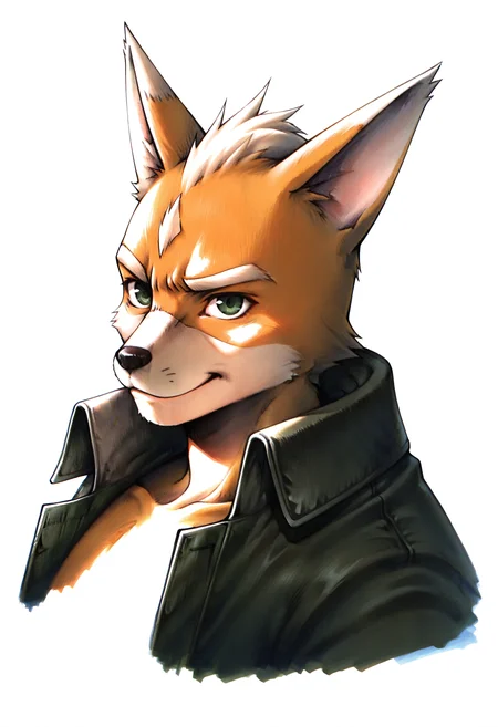 best quality, newest, absurdres, highres, (masterwork, masterpiece, best quality, hyper-detailed :1.3), 

Fox mccloud,

,white background, plain background, ff7,