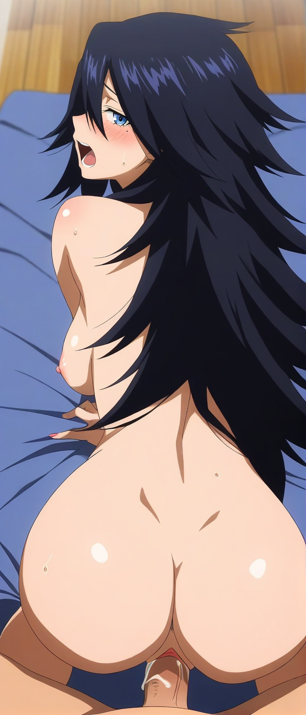 <lora:Midnight_-_My_Hero_Academia_-_waiNSFW:1>, anime coloring score_9, score_8_up, score_7_up, source_anime, hires image, masterpiece, best quality, BREAK,  newest, masterpiece, best quality, 4k 1girl, long hair, blue eyes, mole under eye,  naked, fully naked, nipples, pussy, blush,moan, scream, From behind, pov, butt, sex,  bent over, 1boy,  penis, legs spread, doggystyle, on all fours,looking at viewer