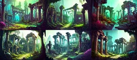 (otherworldly, otherworldly atmosphere, otherworldly appearance), highly insanely detailed, masterpiece, top quality, best quality, highres, 4k, 8k, RAW photo, ((ancient egyptian theme:1.2)), 
(mystical theme), mystical gatmosphere, arcane sanctuaries, otherwordly aura, 
(long_hair, long hair, random colors hair, glowing hair, hair over one eye, long messy hair), 
(eyelashes, eyeliner, eyeshadow, eyelashes, long eyelashes), 
collar, earrings, jewelry, necklace, armlet, 
tentacle, (underwater), nsfw, 
Homestay, Resort, Guest House, 
building, structure, still life, swirling energy, 
action pose, 
drunk, closed eyes, 
abandoned building, shopping mall, overgrown with vegetation, [volumetric fog], cinematic lighting, colorful, 
cinematic lighting, fashion photography, ambient lighting, overgrown ruins of a settlement on the plains of a magical fantasy world, FanRu, <lora:FantasyRuins-10:0.8>, epiCPhoto, (fantasy world)
