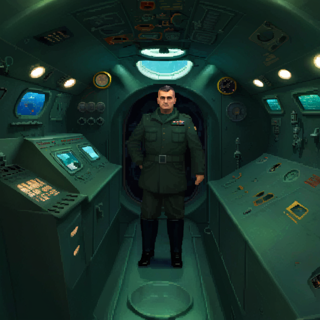 dosvga style,  commander inside a submarine <lora:dosvgaSDXLv4.1-000015:1>
