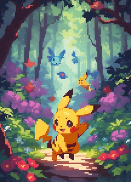 pokemon (creature),pikachu, forest
<lora:sakuemonq-000011:1>, score_9, score_8_up, score_7_up, score_6_up, score_5_up,