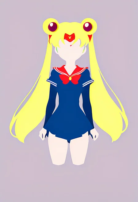 minimal1st, sailor moon, faceless,  simple background, vector, flat colors, faceless, simple, <lora:Minimalist_Anime_XL:1>