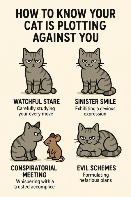 create me a visual infographic about How to Know Your Cat Is Plotting Against You