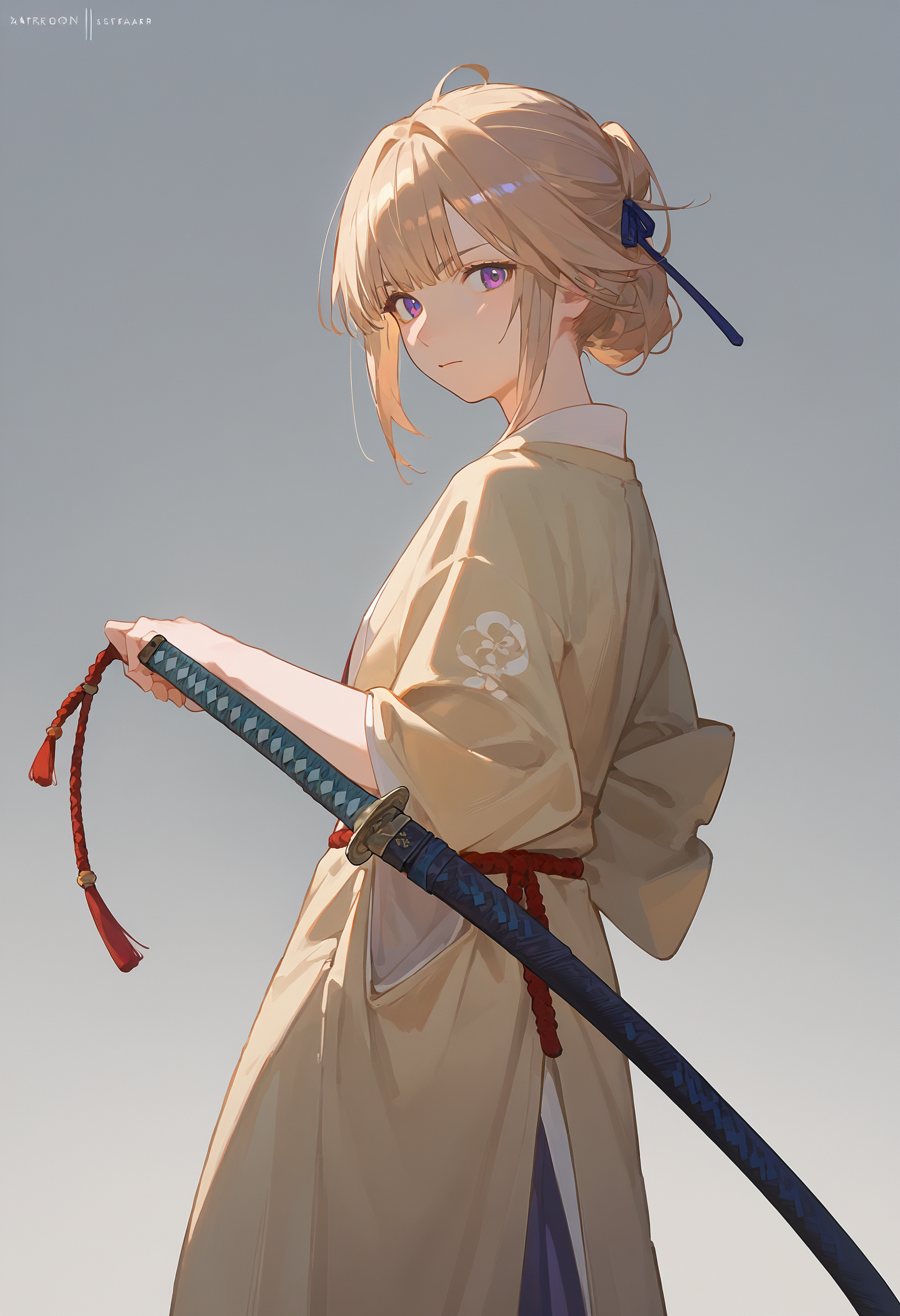 score_9, score_8_up, score_7_up, 1girl, sheathed sword, kimono, katana, looking at viewer, looking back, simple background
<lora:sheathed_sword_pony_1_final:1>