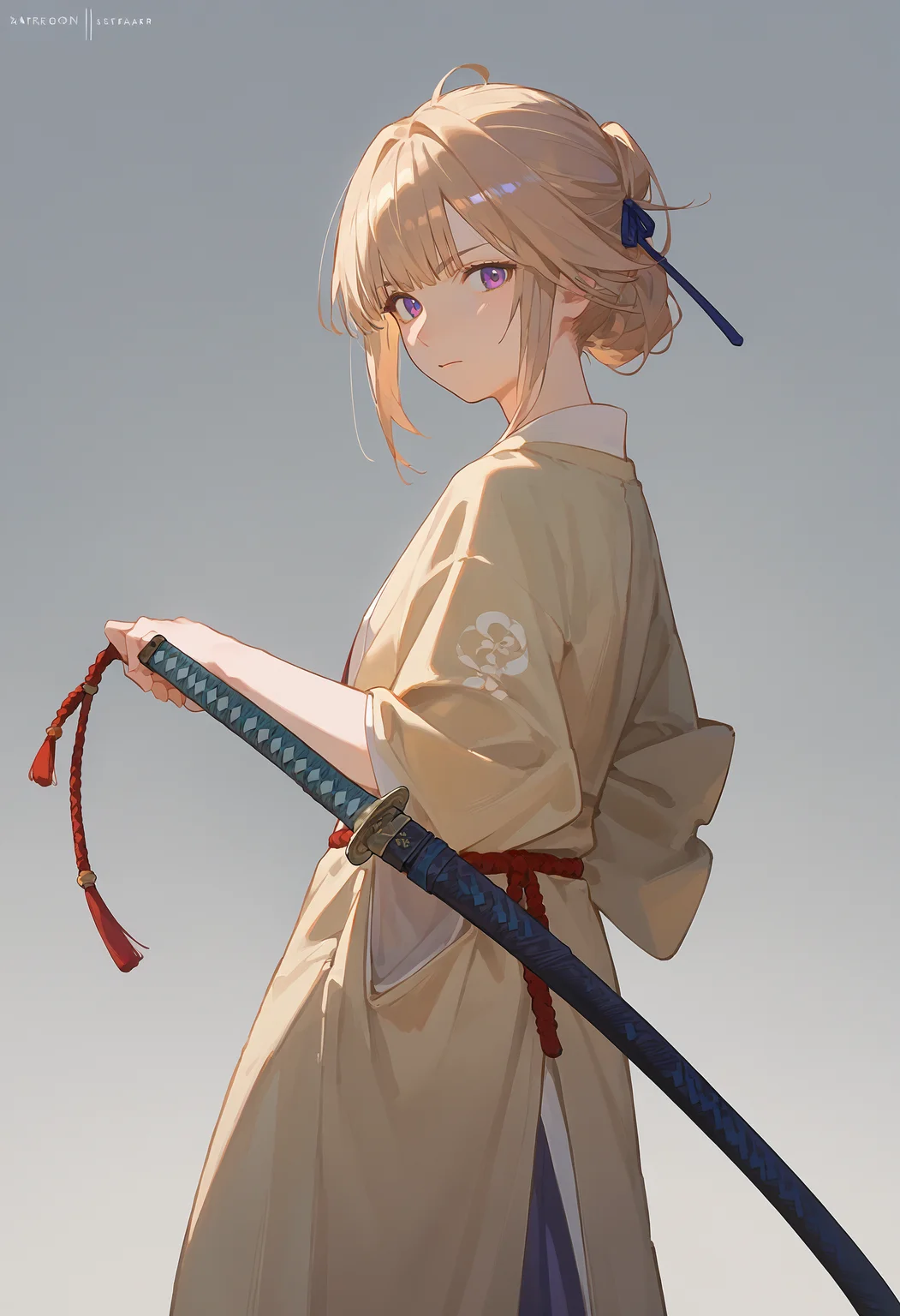 score_9, score_8_up, score_7_up, 1girl, sheathed sword, kimono, katana, looking at viewer, looking back, simple background
<lora:sheathed_sword_pony_1_final:1>