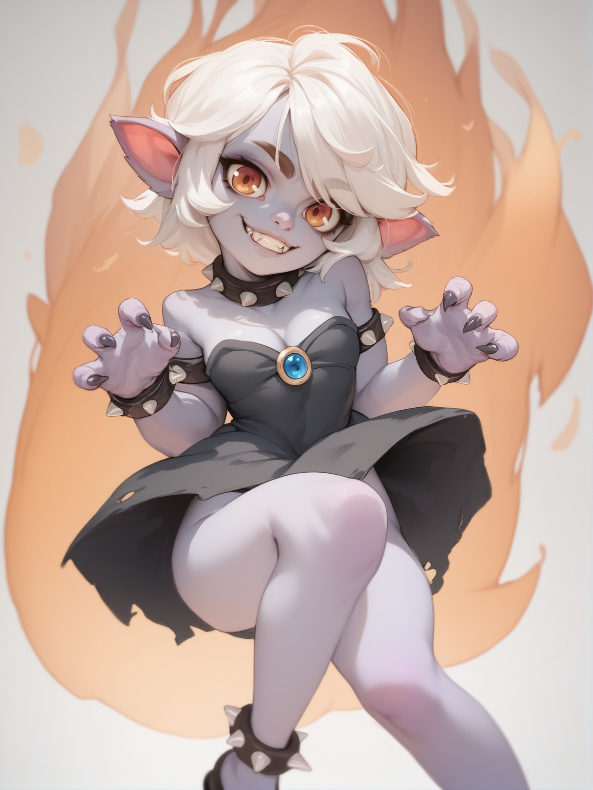 score_9, score_8_up, score_7_up, score_6_up, score_5_up, score_4_up
tristana wearing a bowsette dress, <lora:bowsette_dress-PD-1.0:1>
yordle, posing, claw pose, grin