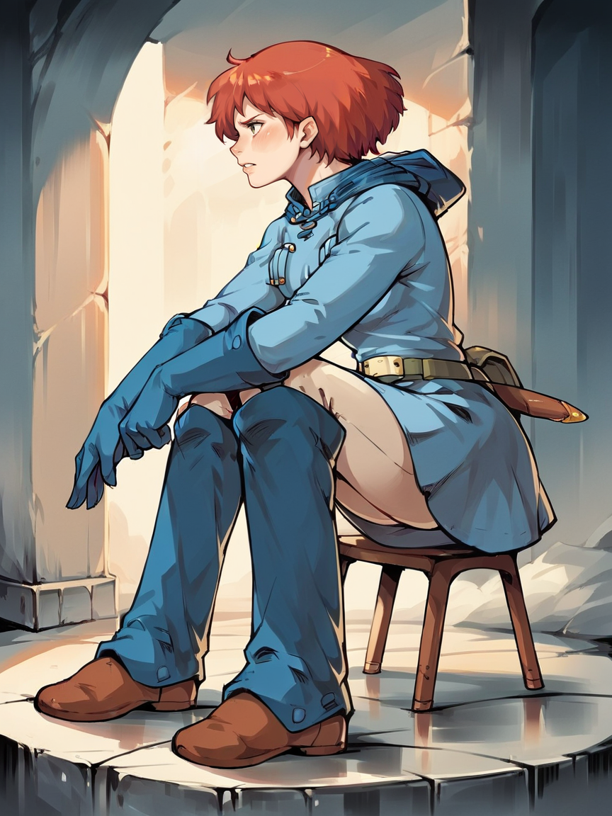 score_9, score_8_up, score_7_up, score_6_up, score_5_up,    <lora:Nausicaa:1> nausicaa, 1girl, red hair, short hair, uniform, full body, gloves, boots,