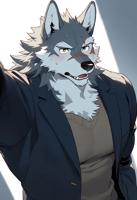 wolf, animal ears, furry, male, bara
