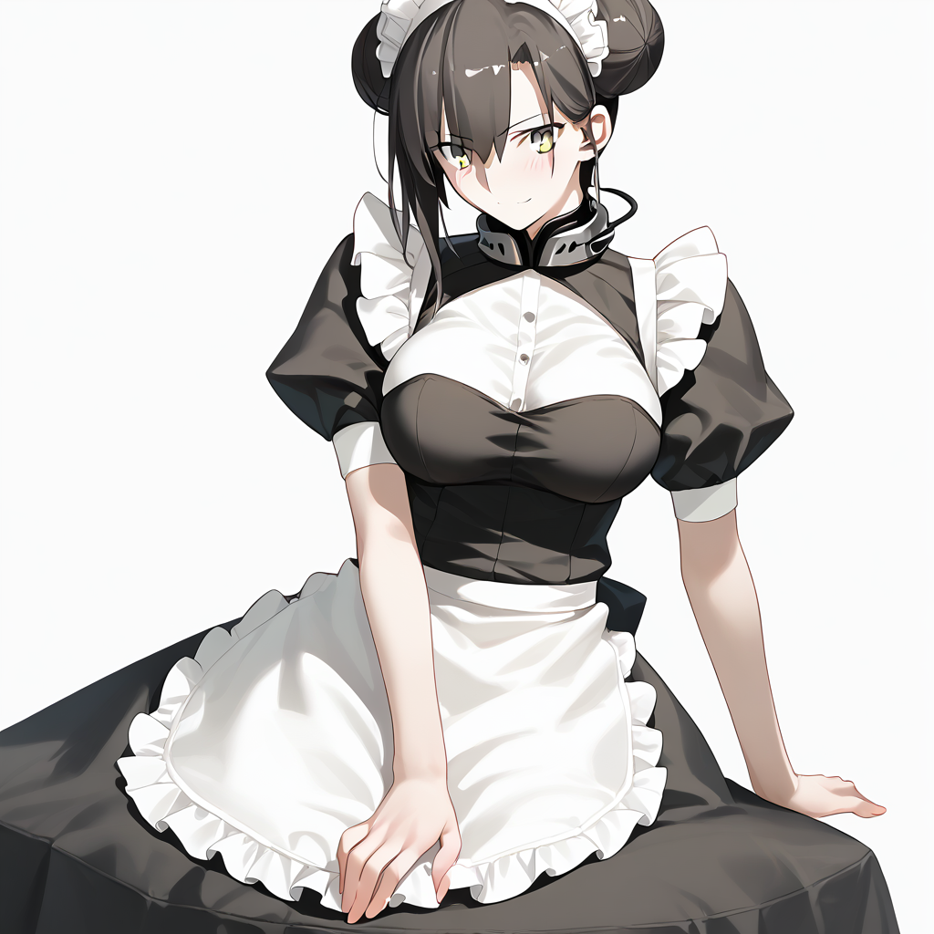 <lora:Takeuchi_Takashi_PonyXL_style_v01:1>
<lora:agent.pony:1>
score_9 , score_8_up , score_7_up , source_anime , 
masterpiece , best quality , ultra-detailed , 
BREAK
agent \(girls' frontline\), maid
1girl , woman , huge breasts , light smile , light blush , ((jeanne d'arc (fate)):0.5)  , 
long black hair  , maid dress ,  
sitting on the chair