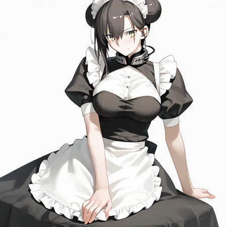 <lora:Takeuchi_Takashi_PonyXL_style_v01:1>
<lora:agent.pony:1>
score_9 , score_8_up , score_7_up , source_anime , 
masterpiece , best quality , ultra-detailed , 
BREAK
agent \(girls' frontline\), maid
1girl , woman , huge breasts , light smile , light blush , ((jeanne d'arc (fate)):0.5)  , 
long black hair  , maid dress ,  
sitting on the chair