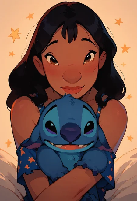 score_9,score_8_up,score_7_up,score_6_up, 8K, 4K, High Quality, Wonderful Quality, Cute, 1 girl, nani pelekai, hugging boy st1tch, black eyes, blue furry.
seeing the stars, easynegative, p3tl0v3, ng_deepnegative_v1_75t, pureerosface_v1, ExpresHGothicNeonIncase,