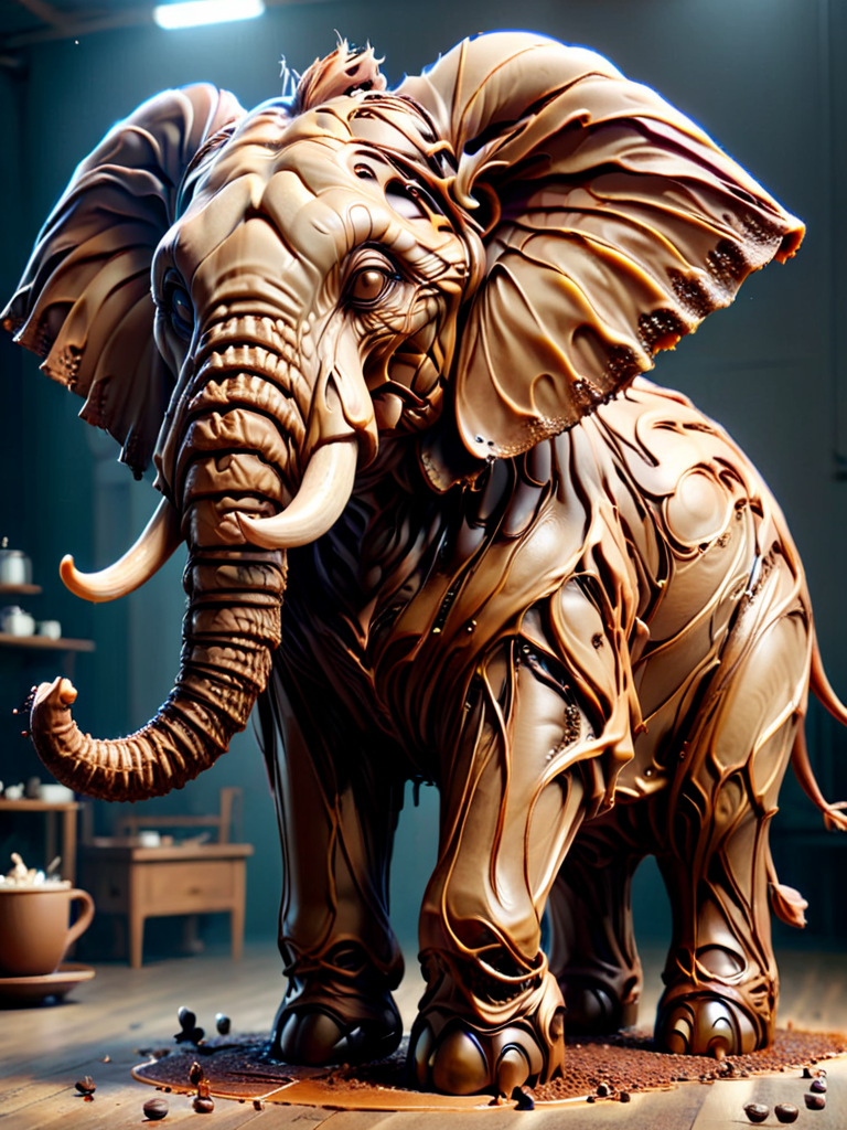 cofzee, a very large elephant made out of coffee <lora:cofzee:1>