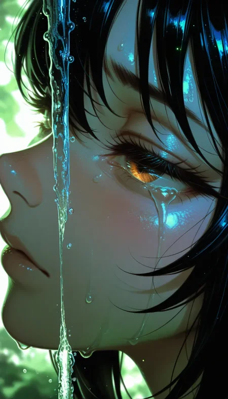 (masterpiece, best quality), amazing quality, very aesthetic, absurdres, highres, ultra detailed, best anatomy, 2024, newest, HDR, 8K, high detail RAW color art, high contrast, large pupil, eyelashes, shiny skin, detailed background, strong coloring, masterful shading, great depth,
1gir, facing viewer, tearing up, face, close-up, water drop, watery eyes, half-closed eyes, eyes close-up, reflection, bloom effect, dappled light dramatic lighting, particles, <lora:薄塗り:0.65>, <lora:spo_sdxl_10ep_4k:0.6>, <lora:MeMaXL4:0.8>, <lora:Pony People's Works_noob:0.8>