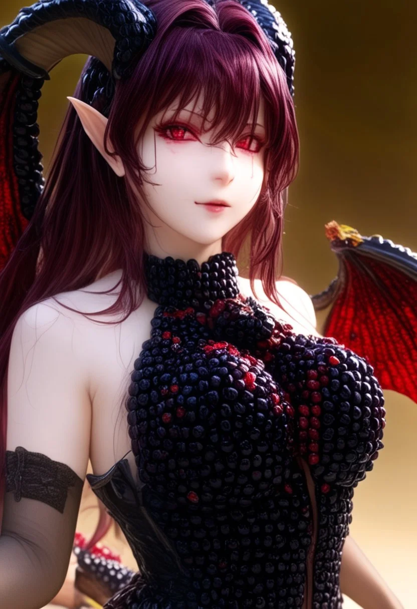 blackberryworld, blending, beautiful mature devil blends with fire, FRESHIDEAS Devil girl, hindenburg_a_xl, hindenburg (azur lane), horns, very long hair, red hair, bangs, deep red eyes, (redberries:2.4),