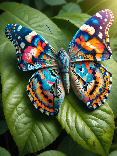 ais-graffiti butterfly on a leaf <lora:Graffiti_SDXL:1>