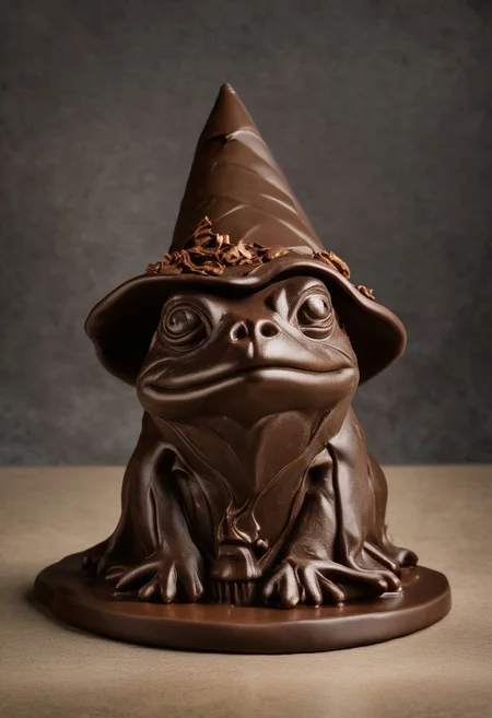 chocolate frog with a wizard hat made of chocolate