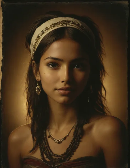 cinematic photo (Dufaycolor photograph:1) portrait, cinematic still abstract dark background, draped, (art by Adriaen van Ostade:1.4) facial expression, posing, professional photograph of a (woman 18yo apache amerindian girl posing, western style, (tiny budding breast:1.5), nude, (smile:1.3), (sagging breast:1.4), very long dark hair, apache hair band, apache jewellery:1.4), (open ornate shirt:1.5), (dark oily skin:1.3), hair accessories, hyper detailed, warm natural dramatic lighting, cinematic, film grain, depth of field, (intricate details, masterpiece, best quality:1.4) SSS-Translucent-Subsurface-Scattering, . emotional, harmonious, vignette, highly detailed, high budget, bokeh, cinemascope, moody, epic, gorgeous, film grain, grainy, analog film photo . faded film, desaturated, 35mm photo, grainy, vignette, vintage, Kodachrome, Lomography, stained, highly detailed, found footage, dynamic, dramatic, (chiaroscuro Rembrandt lighting, ral-chrosc-bw, vignetting:1.3) (ornate furniture, warm red lighting, sepia:1.2) desaturated color, vintage, (black and white:1.3) (white framing_mask:1.3) . 35mm photograph, film, bokeh, professional, 4k, highly detailed, Dufaycolor photograph (Dufaycolor photograph:1) portrait, cinematic still abstract dark background, draped, (art by Adriaen van Ostade:1.4) facial expression, posing, professional photograph of a (woman 18yo apache amerindian girl posing, western style, (tiny budding breast:1.5), nude, (smile:1.3), (sagging breast:1.4), very long dark hair, apache hair band, apache jewellery:1.4), (open ornate shirt:1.5), (dark oily skin:1.3), hair accessories, hyper detailed, warm natural dramatic lighting, cinematic, film grain, depth of field, (intricate details, masterpiece, best quality:1.4) SSS-Translucent-Subsurface-Scattering, . emotional, harmonious, vignette, highly detailed, high budget, bokeh, cinemascope, moody, epic, gorgeous, film grain, grainy, analog film photo . faded film, desaturated, 35mm photo, grainy, vignette, vintage, Kodachrome, Lomography, stained, highly detailed, found footage, dynamic, dramatic, (chiaroscuro Rembrandt lighting, ral-chrosc-bw, vignetting:1.3) (ornate furniture, warm red lighting, sepia:1.2) desaturated color, vintage, (black and white:1.3) (white framing_mask:1.3). Vintage color palette, distinctive color rendering, soft and dreamy atmosphere, historical charm, unique color process, grainy texture, evocative mood, nostalgic aesthetic, hand-tinted appearance, artistic patina.