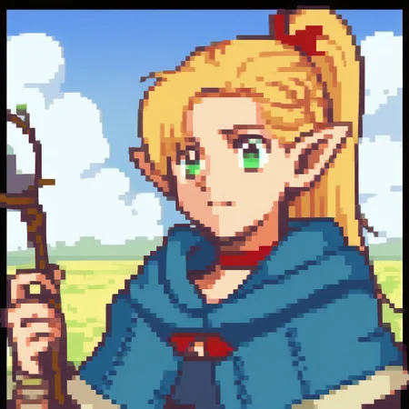 score_9, score_8_up, score_7_up, source_anime BREAK
, solo, fegbaportraits, portrait, white dungeon meshi,background, portrait,
marcille donato, marcille original outfit, 1girl, pointy ears, elf, long hair, sandals, choker, pouch, ponytail, hood, belt, pants, hooded capelet, blue capelet, belt pouch, living staff,
BREAK
Landscape,blue sky, clouds,