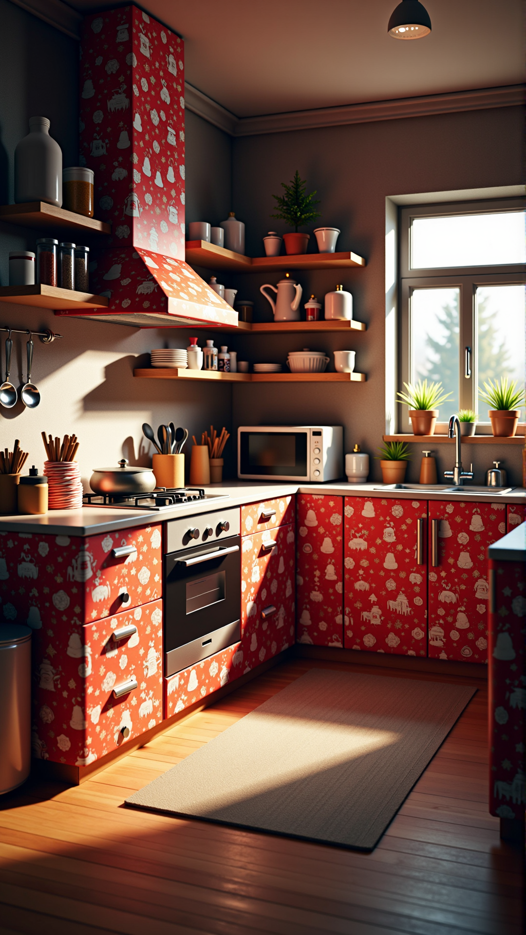 A photo of a ChristmasWrapped a photorealistic hyperrealistic render of an interior of a beautifully decorated cozy kitchen by pixar, greg rutkowski, wlop, artgerm, dramatic moody nighttime lighting, long shadows, volumetric, cinematic atmosphere, octane render, artstation, 8 k. It is entirely wrapped up in christmas wrapping paper.
<lora:ChristmasWrappedFlux:0.9>
