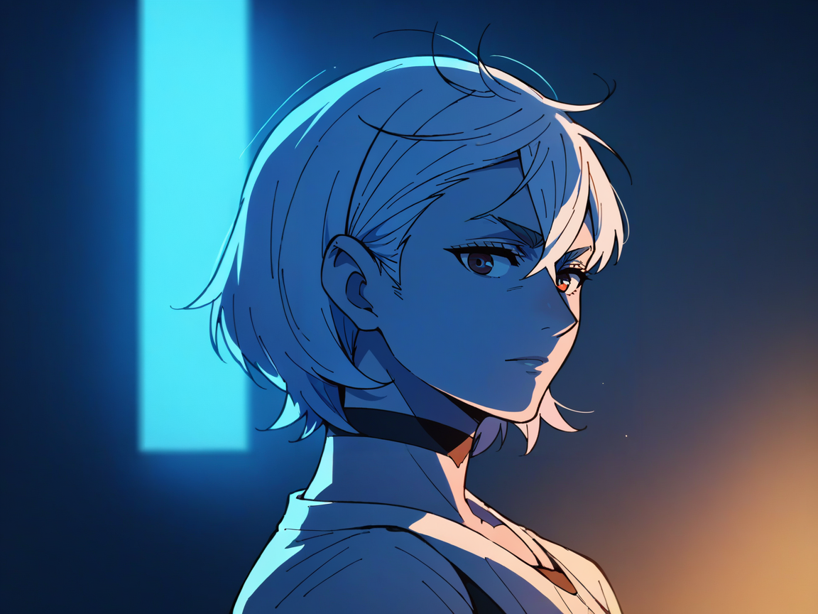 score_9, score_8_up, score_7_up, score_6_up, score_5_up,   <lora:dandadanXLP:1> dan, 1girl, blue lighting, portrait, short hair,