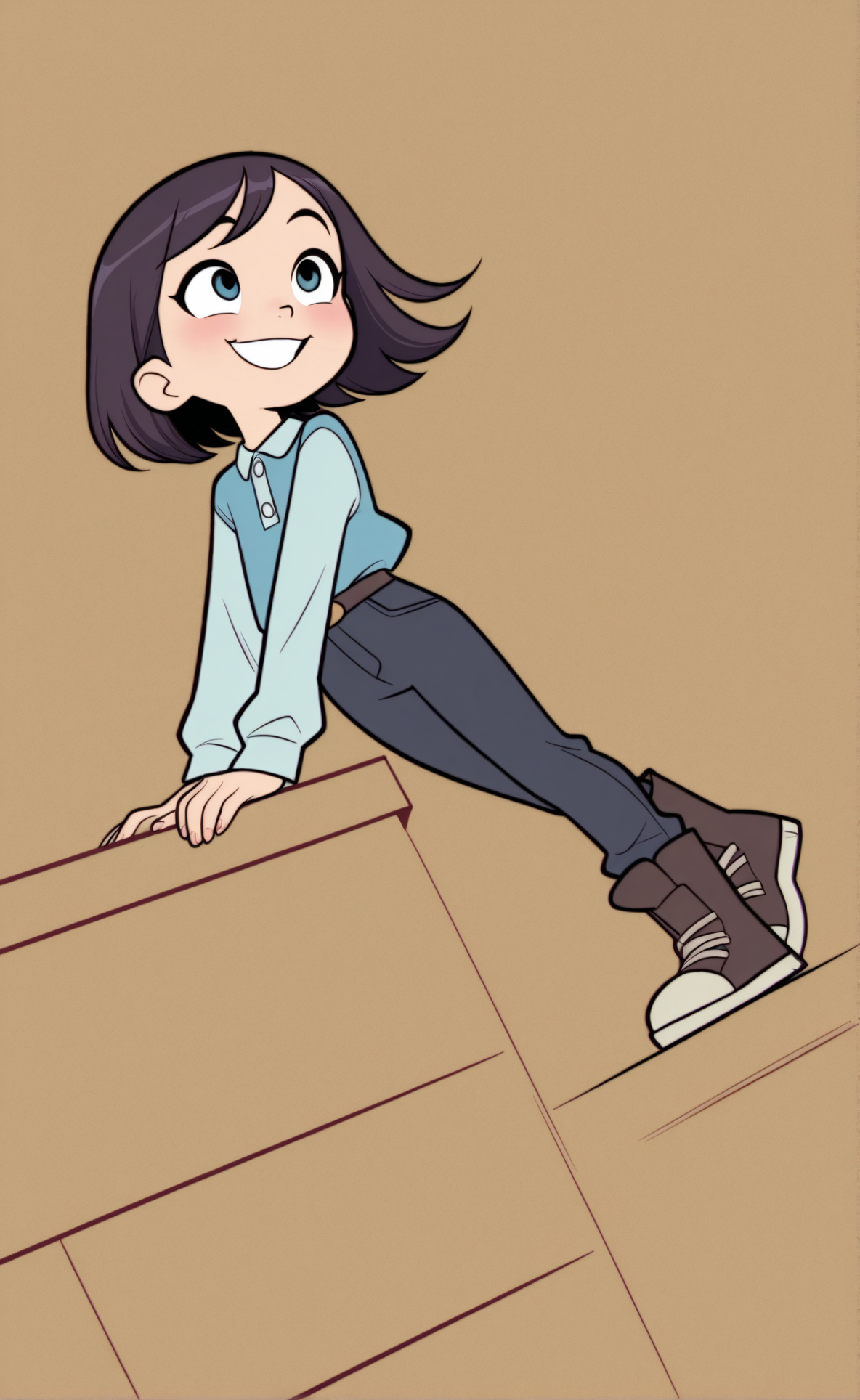 IllusP0s, perfect, best quality, high quality, masterpiece, beautiful background, ((sfw)), 1girl, solo, solo focus, Moongirl style, dynamic angle, cute clothes, (cute), good hands, smiling, (bright)  <lora:Moongirl__Devil_Dinosaur_Stye:1>