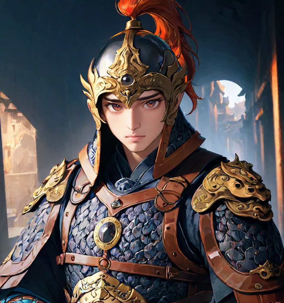 <lora:Qigeä¸å½ç²è(Chinese_armor)SDXL_v1.0:0.9>,a 25 year old chinese man,,realistic,Chinese_armor,solo,Background of ancient Chinese cities,detailed_eyes,shoulder_armor,Helmet,(Black Eyes),looking at viewer,(masterpiece:1.2), (best quality:1.2), perfect eyes, perfect face, perfect lighting, (8K),(perfect anatomy),(highres),