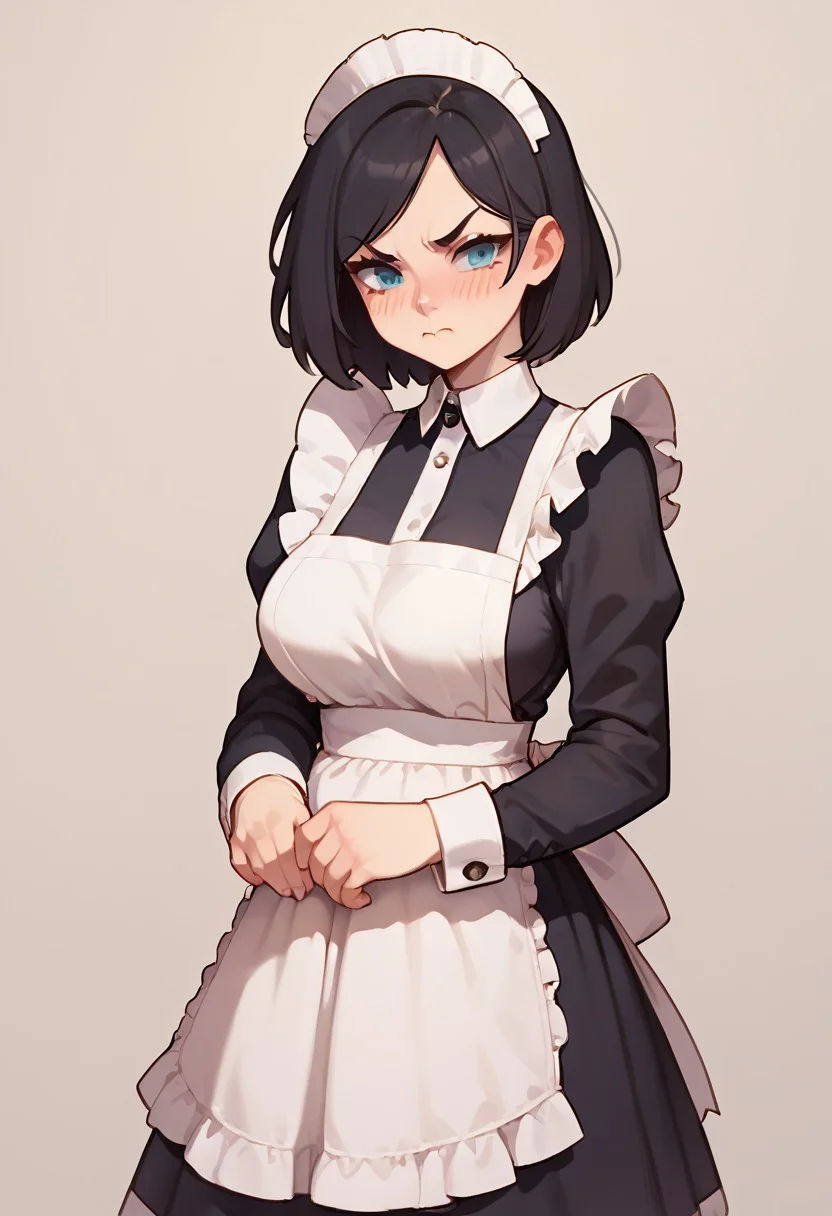 score_9, score_8_up, score_7_up, cel shading, fca style, score_9, score_8_up, score_7_up, score_6_up, score_5_up, score_4_up, masterpiece, good quality, best quality, 2d, anime, Repanse, black hair, l0ngm41d, long sleeves, bow, apron, maid, frilled apron, large breasts, solo, blush, angry
<lora:RepansedeLyonesse_Vpred:0.8> zPDXL3,c4toony style,