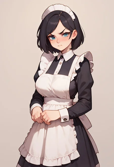 score_9, score_8_up, score_7_up, cel shading, fca style, score_9, score_8_up, score_7_up, score_6_up, score_5_up, score_4_up, masterpiece, good quality, best quality, 2d, anime, Repanse, black hair, l0ngm41d, long sleeves, bow, apron, maid, frilled apron, large breasts, solo, blush, angry 
<lora:RepansedeLyonesse_Vpred:0.8> zPDXL3,c4toony style,