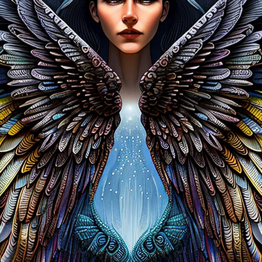 ((angel with large wings)), art by EMB_bontrex-225, gothic ornaments, industrial horror, (EMB_snkwlf-200:0.2), (blue), grunge, film noise, spine, collar bone, humanoid creature, horror, nerve system, biological horror, roots, nerves, high quality, 4k, fine details, sharp focus, art by jubbslineart_v2 , hd, highest quality