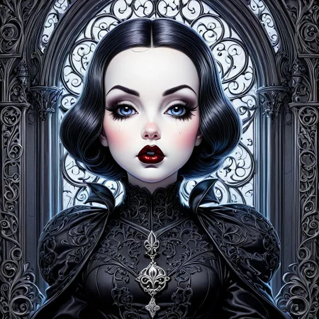 j scott campbell ,a whimsical image of a gothic baby girl