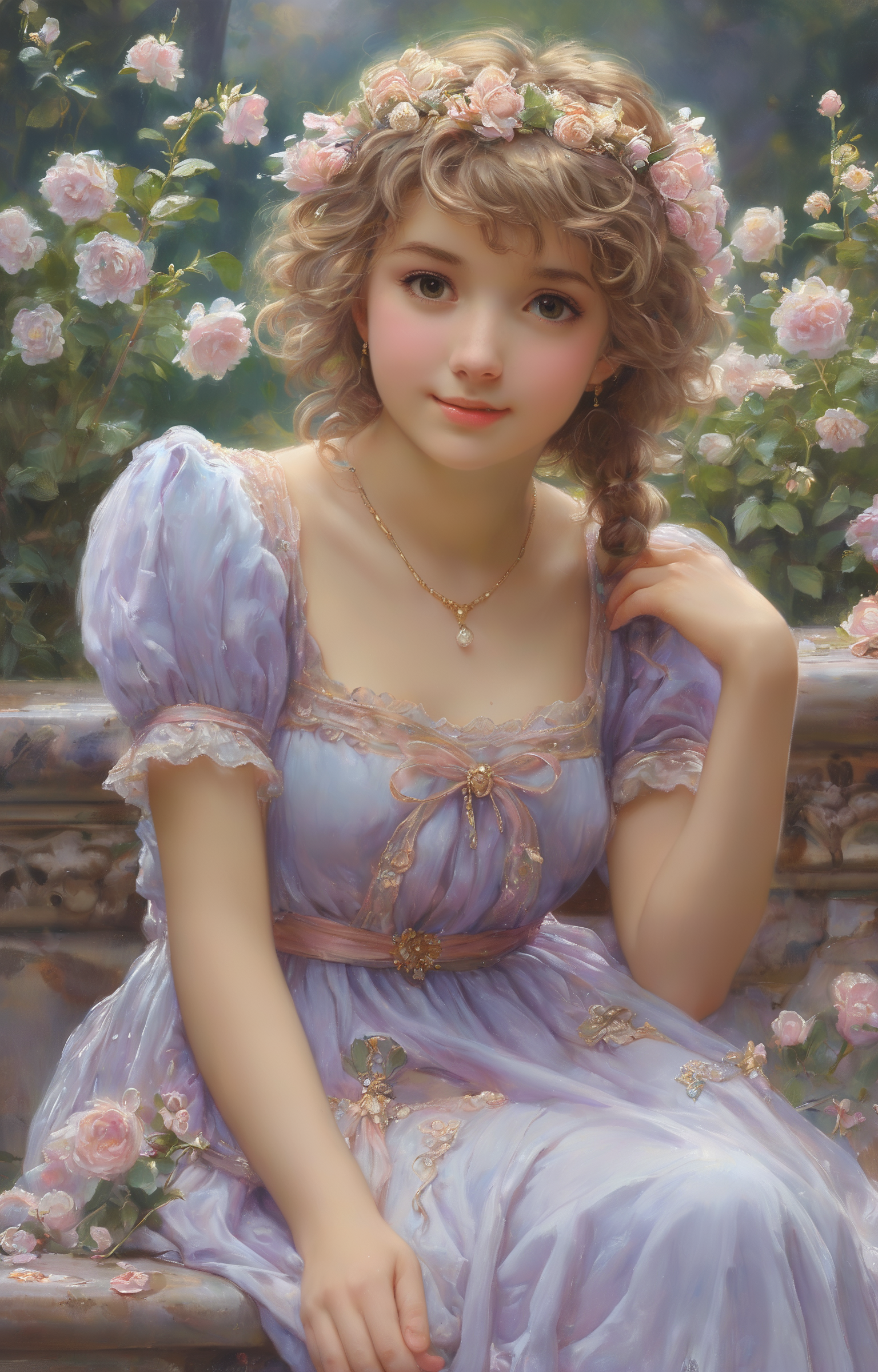masterpiece,best quality,<lora:tbh270-sdxl:0.9>,illustration,style of Guillaume Seignac portrait of idolmaster cinderella girls,