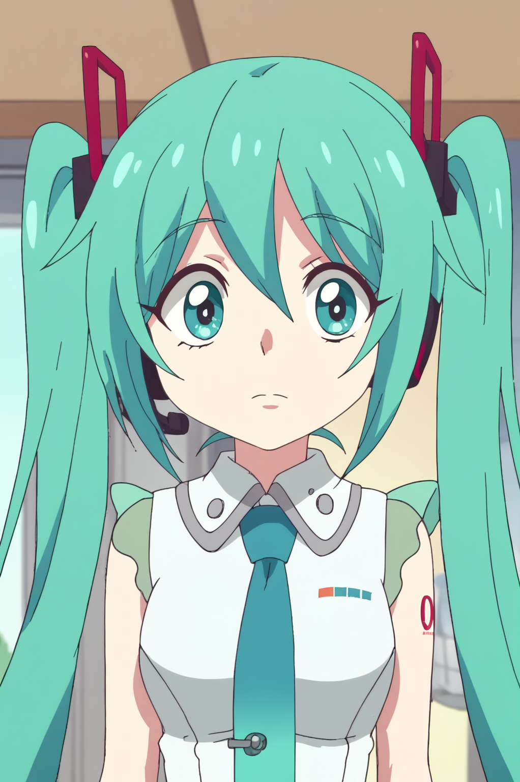 anime screencap, rating safe, Miku Hatsune, upper body <lora:Jashin-chan_Dropkick-Miku_Hatsune-PDXL:0.8>