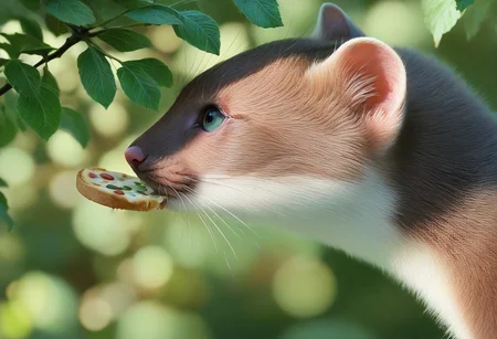 score_9, score_8_up, score_7_up, score_6_up, score_5_up, score_4_up, fur, animal weasel, g5, rich colors, front view, detailed background, detailed, 8k quality, side view, beautiful, teasing, freely actions, small, sausage tree, flying pizza like a Bassariscus, pizza,