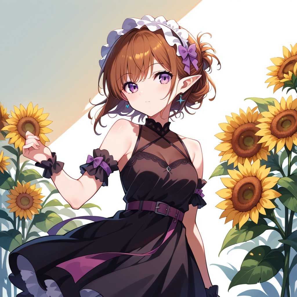 score_9, score_8_up, score_7_up, source_anime, sn0wdr0p, dress, flower, sunflower