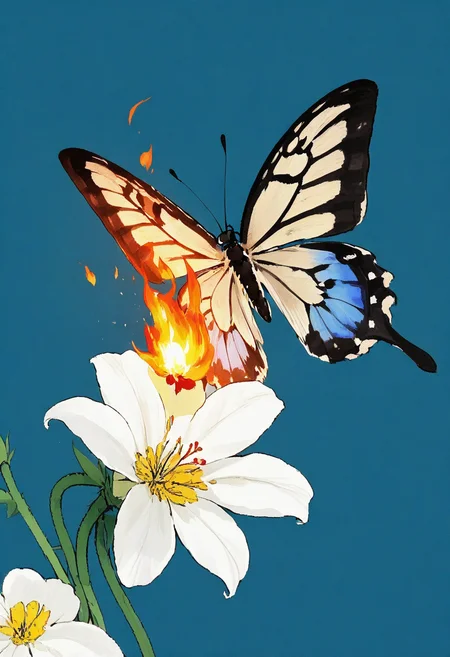 no humans, butterfly, flower, flaming pedal, (close-up:2.0),
BREAK
<lora:Ink_wash_painting_style_v1.5:1>,
BREAK
best quality, masterpiece, very aesthetic, absurdres, highest detailed, very awa, simple background,