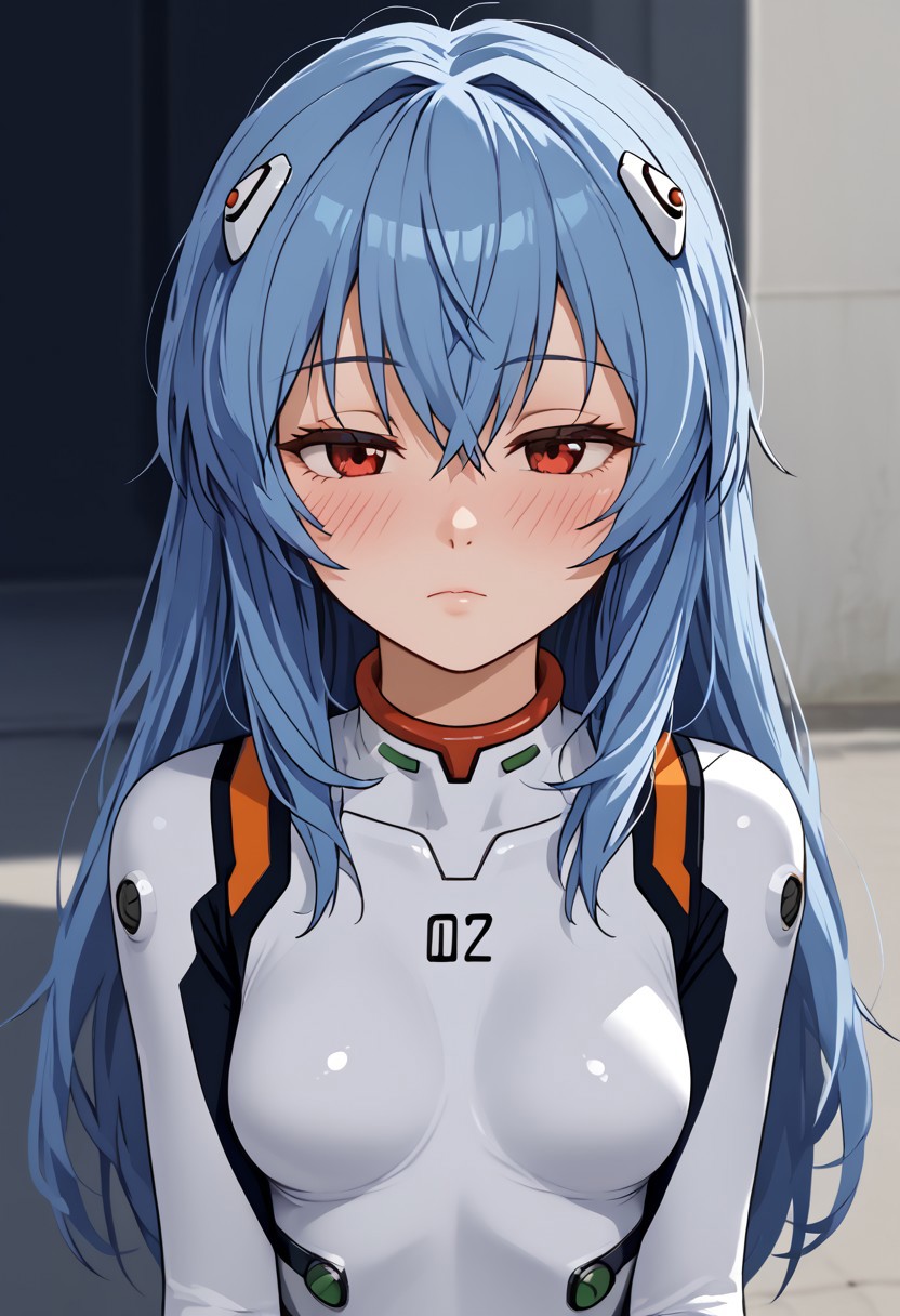 ((masterpiece,best quality,ultra detailed,highres,HD,4k:1.2)),
1 cute girl,solo,girl focus,solo focus,face focus,
 ayanami_rei,rei ayanami, blue hair, ((long hair, Messy Hair:1.2)),red eyes, bodysuit, headgear, plugsuit, neon_genesis_evangelion, white bodysuit, outdoor,jitome, half closed eyes, narrowed eyes, expressionless,blush,