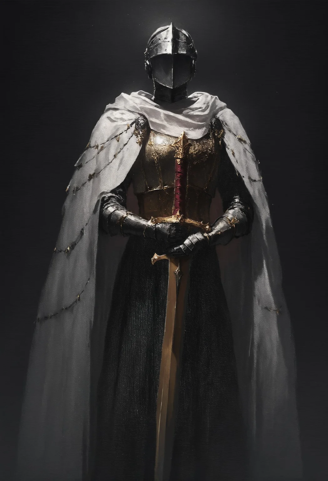 score_9, score_8_up, score_7_up,  male, dark knight, bulky, heavy, visor helmet, medieval, dark theme, armor, golden sword, golden trim, white cape  <lora:pony/concept_art_ultimatum_style:0.8> <lora:sdxl/sinfully_stylish_sdxl>
