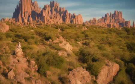 ChromaV5, nvinkpunk,(extremely detailed CG unity 8k wallpaper), An Landscape of a majestic jungle surrounded by lush pink foliage, award winning photography, Chromatic Aberration, Detailed , HDR, Bloom,majestic oil painting by , Thomas Cole, Frederic Church, and Albert Bierstadt ,trending on artstation, trending on CGsociety, Intricate, High Detail, dramatic, art by midjourney