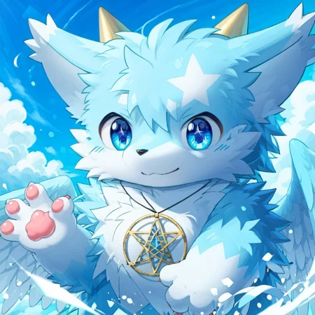 score_9, score_8_up, score_7_up, zPDXL3, ((((sdgs4by zuppu11)))), stella (hitsuji umino), blue theme, 1boy, furry, kemono, cute, solo