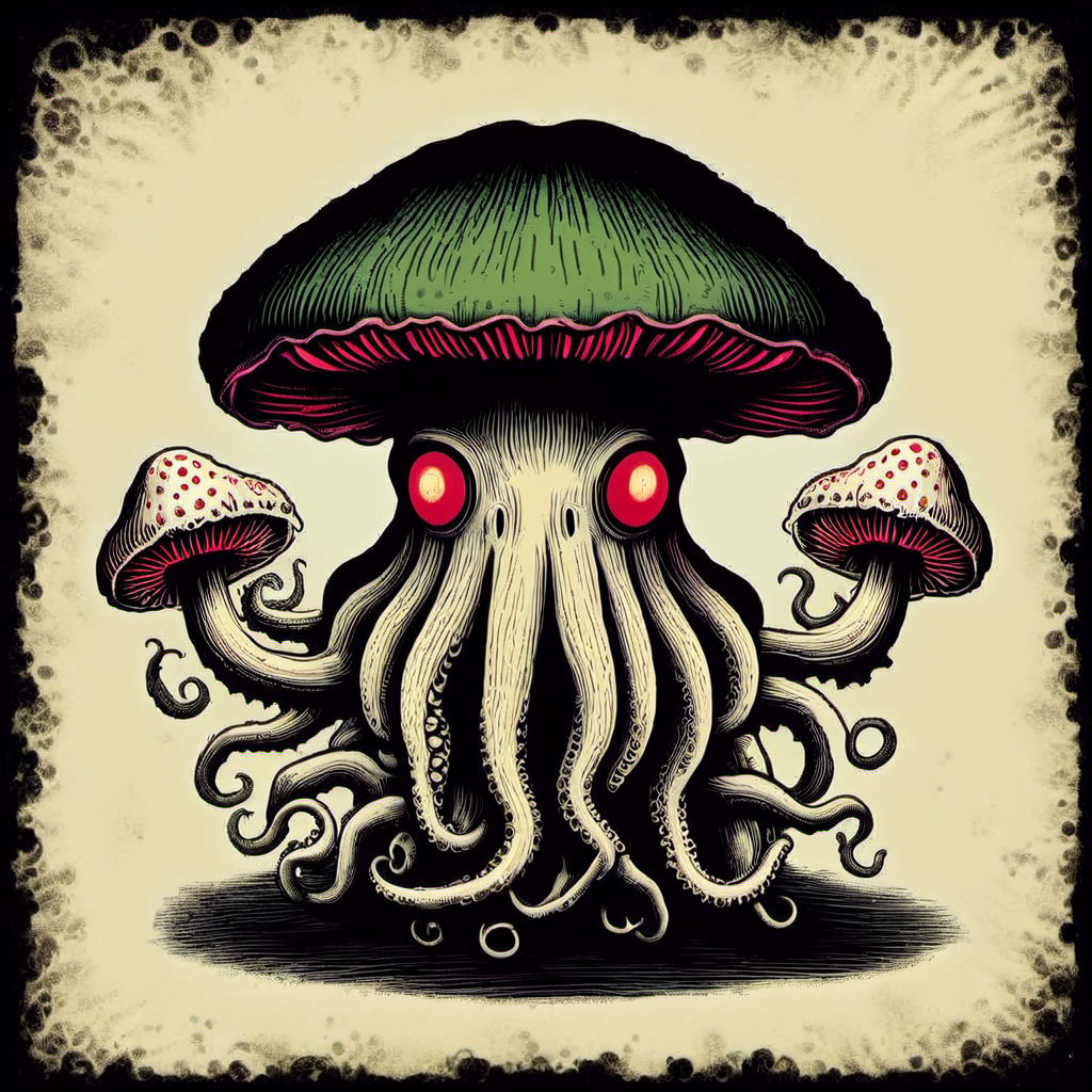 <lora:[XL]H.P.Lovecraft:1>cthulhu mushroom