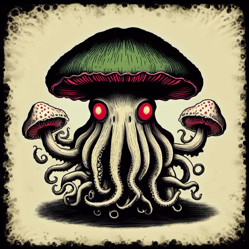 <lora:[XL]H.P.Lovecraft:1>cthulhu mushroom