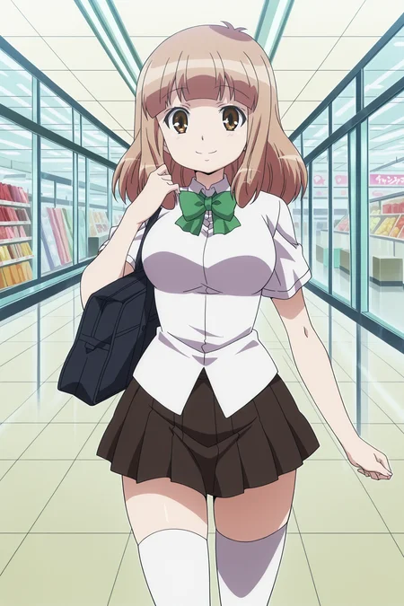 anime coloring, anime screencap, masterpiece, best quality, amazing quality,
inside of a shopping mall,
<lora:Yū_Naruse_WataMote_No_Matter_How_I_Look_At_It_Its_You_Guys_Fault_Im_Not_Popular:.9>
Yu school uniform, Yu Naruse, 1girl, thighhighs, solo, brown hair, school uniform, skirt, zettai ryouiki, smile, cute smile