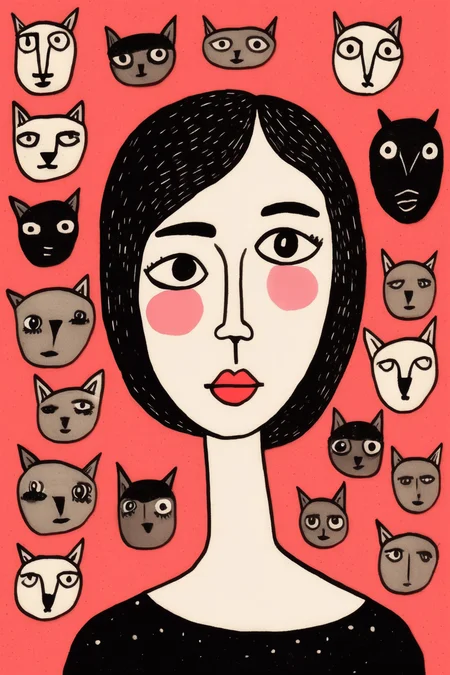 <lora:Gemma Correll Style:1>Gemma Correll Style - woman head illustration
