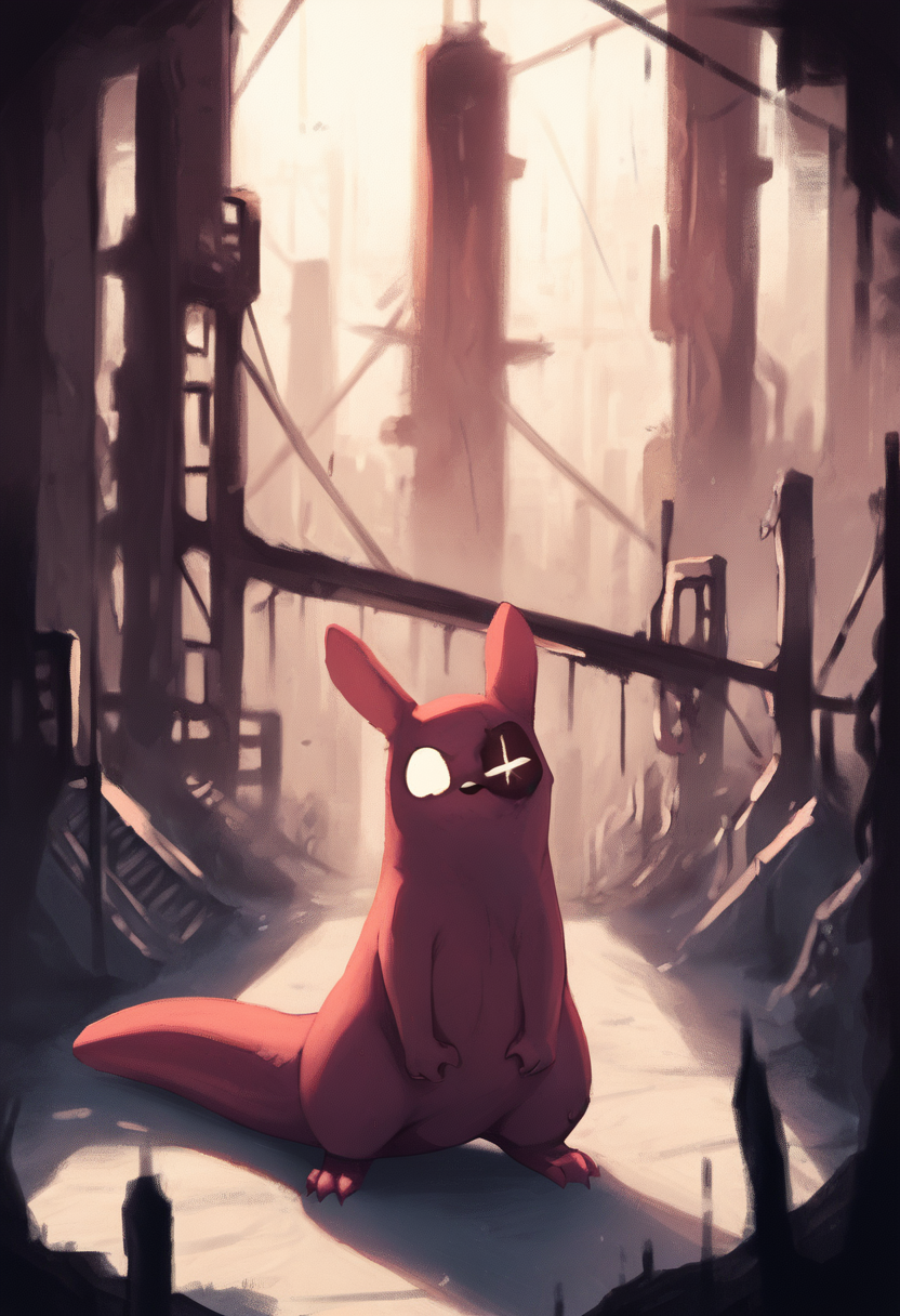 score_9, score_8_up, score_7_up, score_6_up, source_furry, abandoned city, industry,
<lora:ArtificerV1.3:1> artificerslugcat, solo, facing viewer,
<lora:Rainworld_paintings_artstyle_sdxl:0.6>