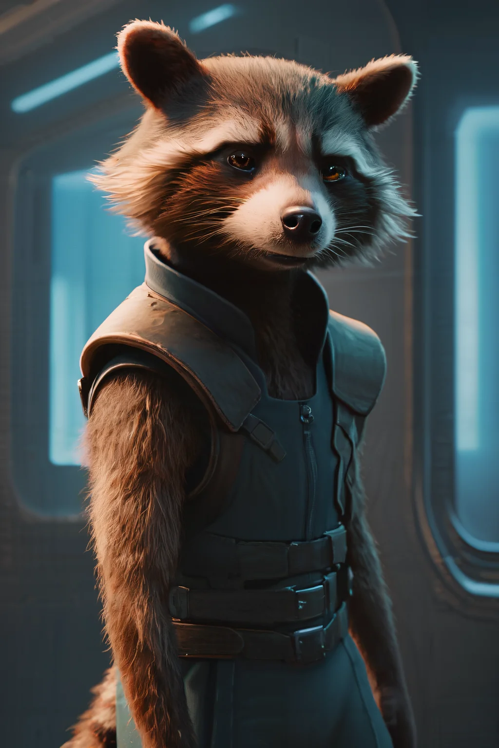 score_9, score_8_up, score_7_up, BREAK <lora:rraccoon_ponyxl-000004:1> rraccoon2024, male, realistic, looking at viewer, expressionless, spaceship interior, backlighting, <lora:add-detail-xl:1> <lora:xl_more_art-full_v1:1>